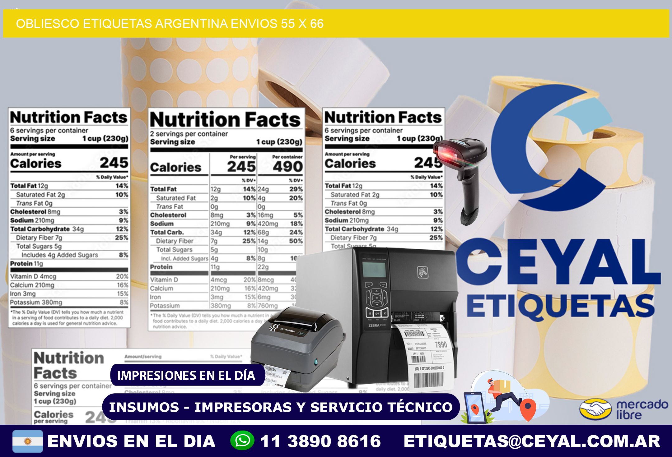 OBLIESCO ETIQUETAS ARGENTINA ENVIOS 55 x 66