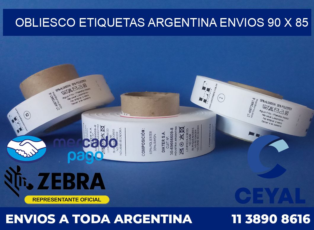 OBLIESCO ETIQUETAS ARGENTINA ENVIOS 90 x 85