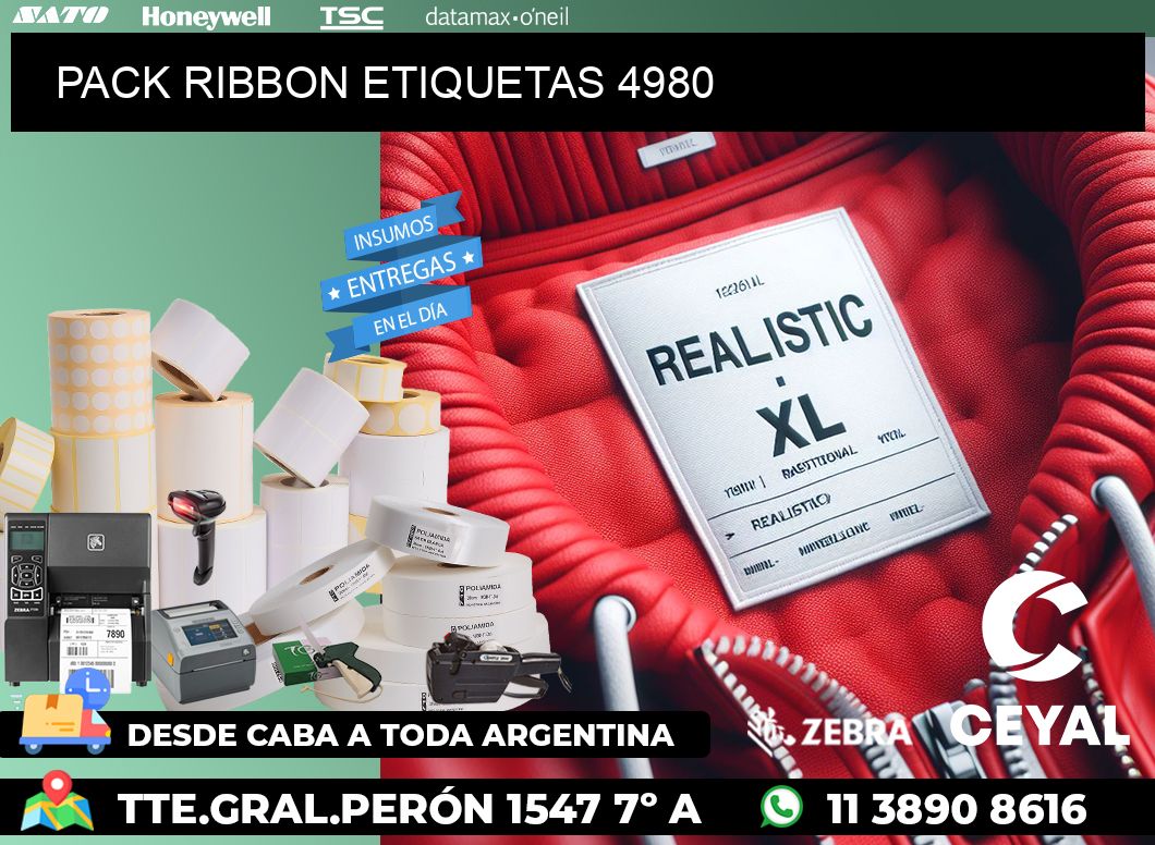 PACK RIBBON ETIQUETAS 4980