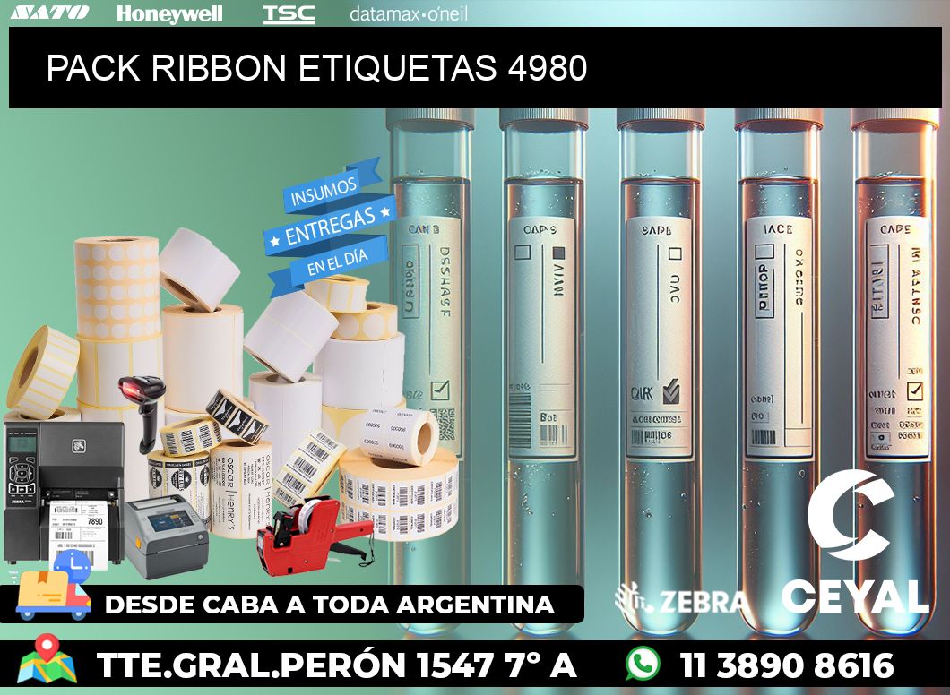 PACK RIBBON ETIQUETAS 4980