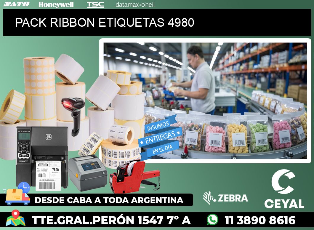 PACK RIBBON ETIQUETAS 4980