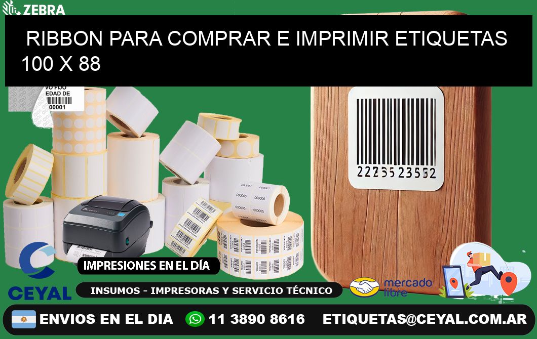 RIBBON PARA COMPRAR E IMPRIMIR ETIQUETAS 100 x 88
