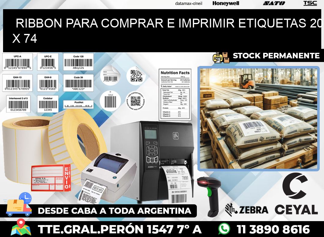 RIBBON PARA COMPRAR E IMPRIMIR ETIQUETAS 20 x 74