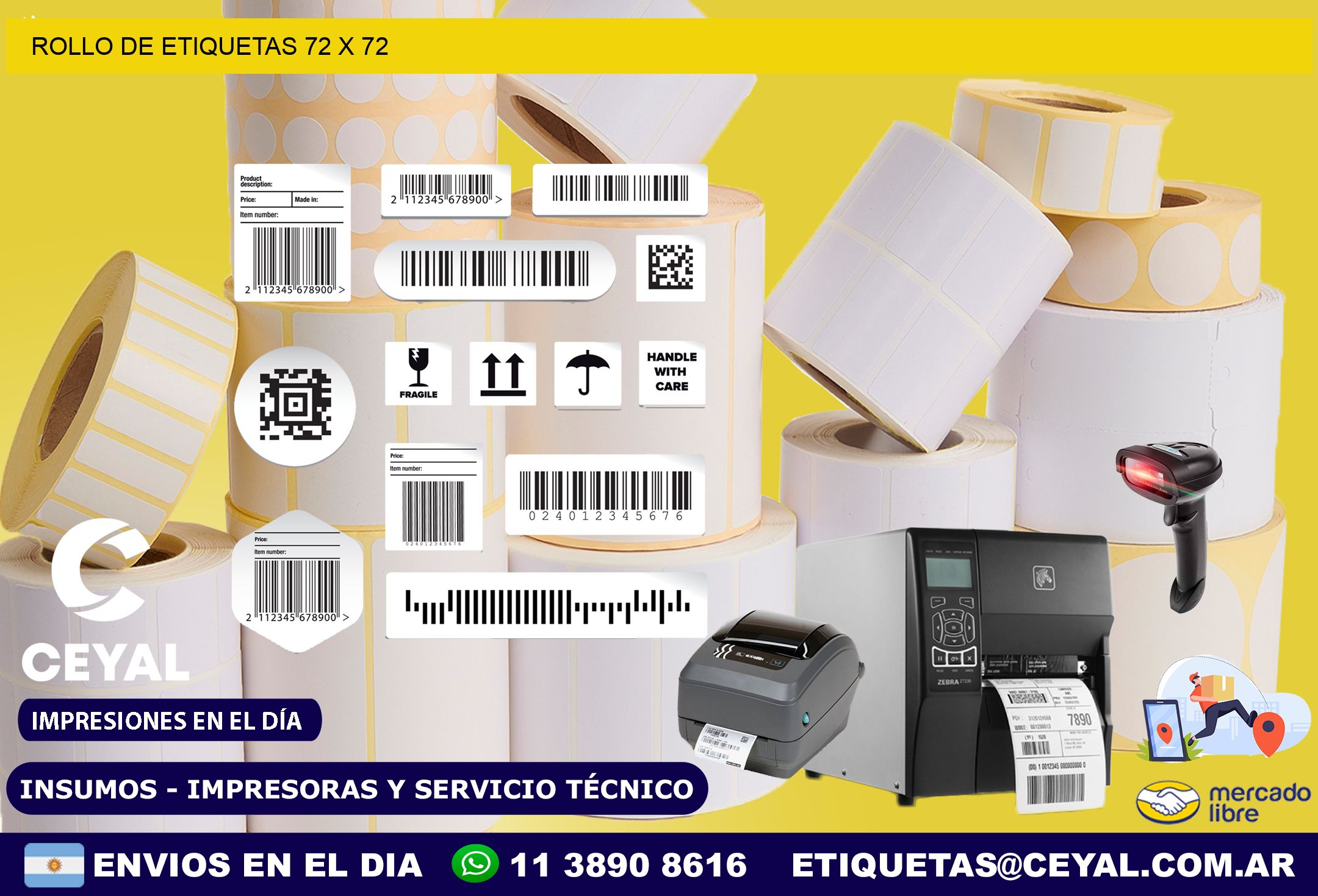 ROLLO DE ETIQUETAS 72 x 72