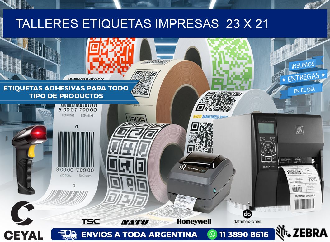 TALLERES ETIQUETAS IMPRESAS  23 x 21