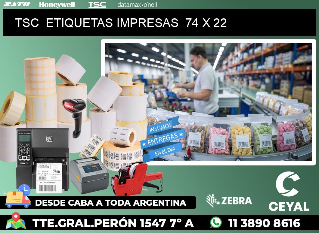 TSC  ETIQUETAS IMPRESAS  74 x 22