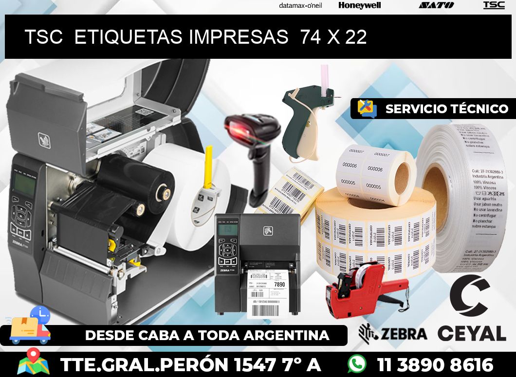 TSC  ETIQUETAS IMPRESAS  74 x 22