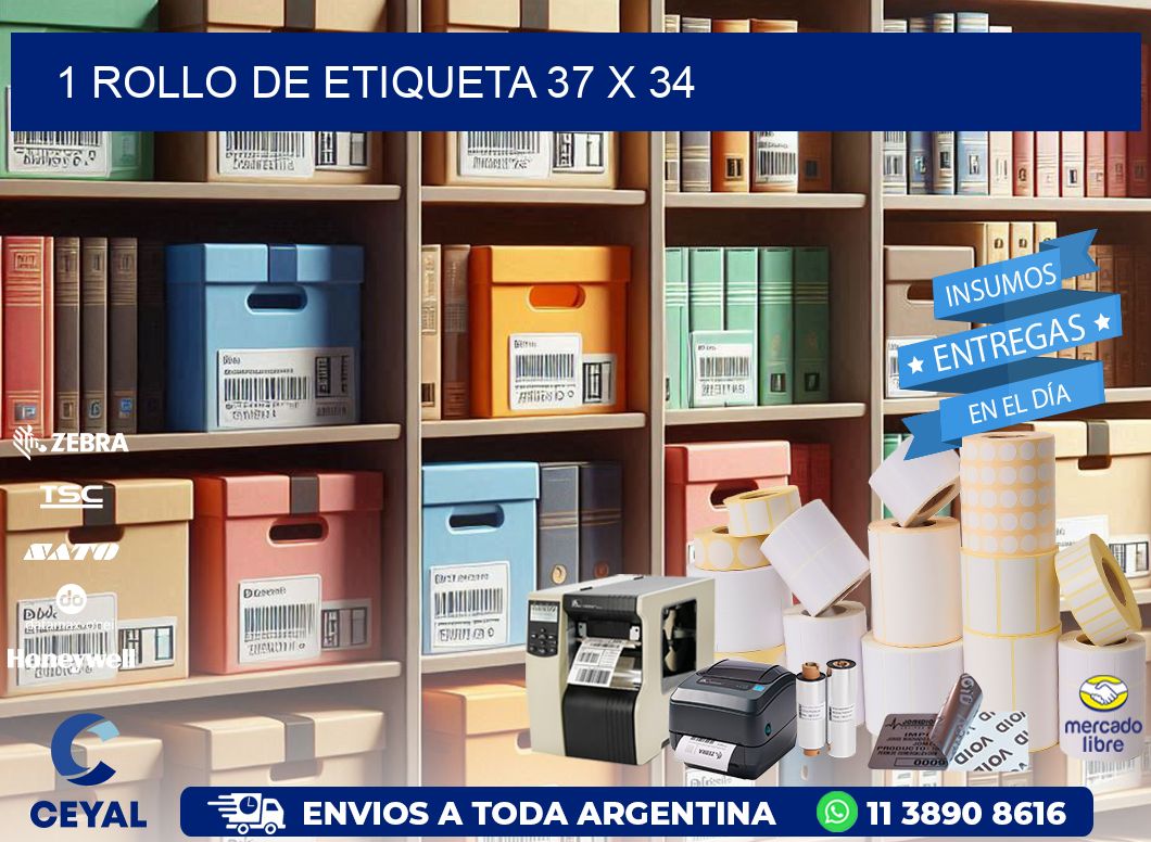 1 ROLLO DE ETIQUETA 37 x 34