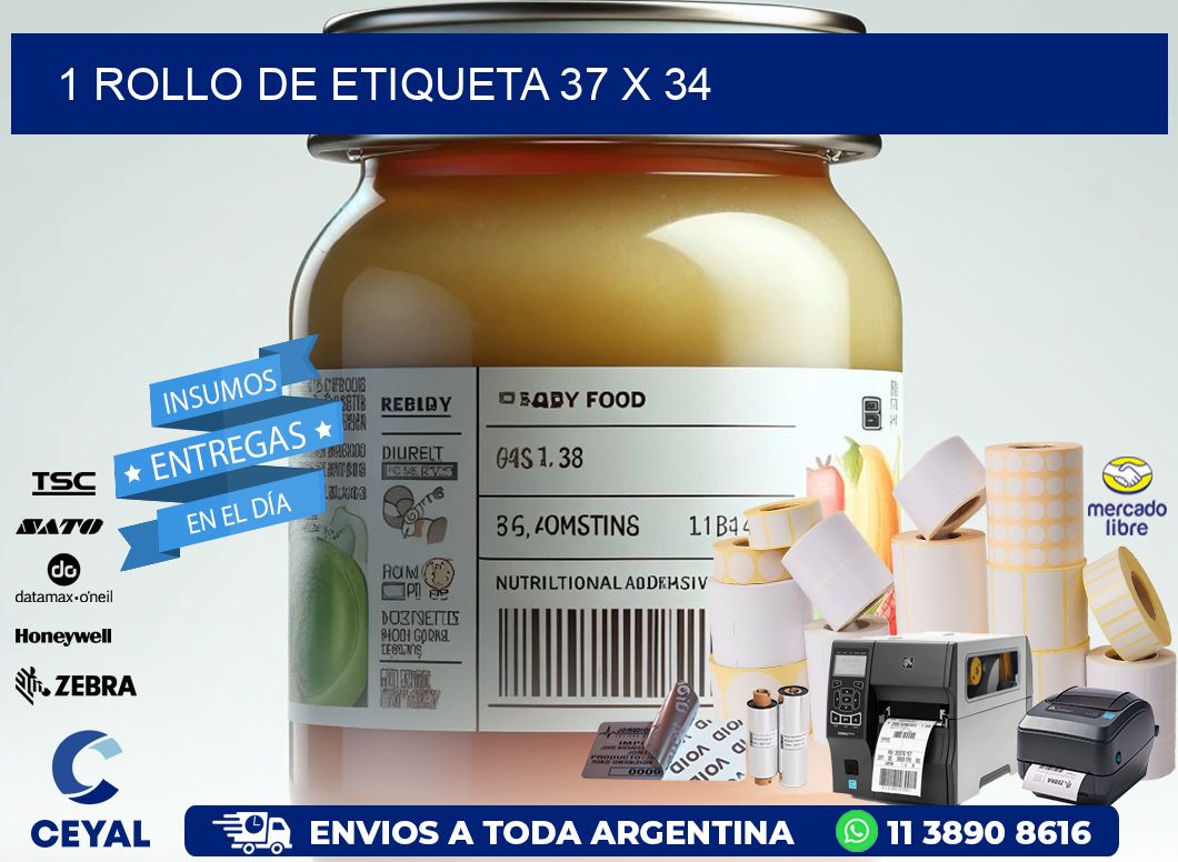 1 ROLLO DE ETIQUETA 37 x 34