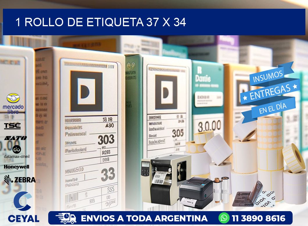 1 ROLLO DE ETIQUETA 37 x 34