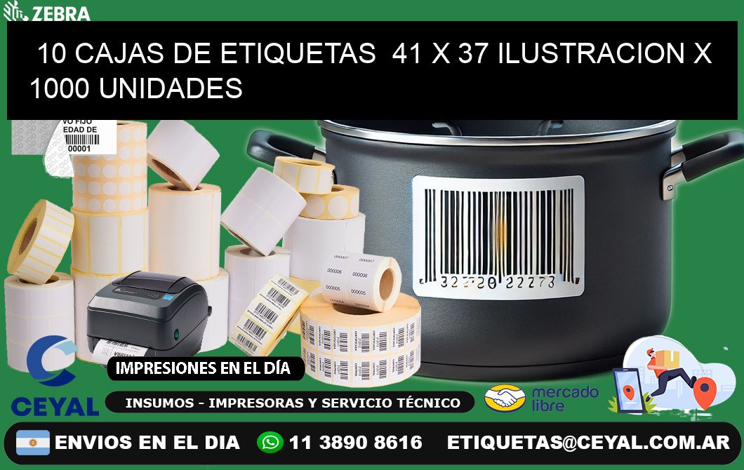 10 CAJAS DE ETIQUETAS  41 x 37 ILUSTRACION X 1000 UNIDADES