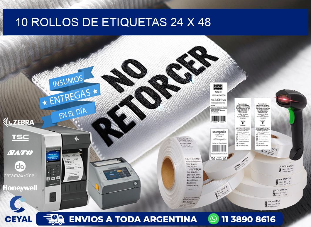 10 ROLLOS DE ETIQUETAS 24 x 48