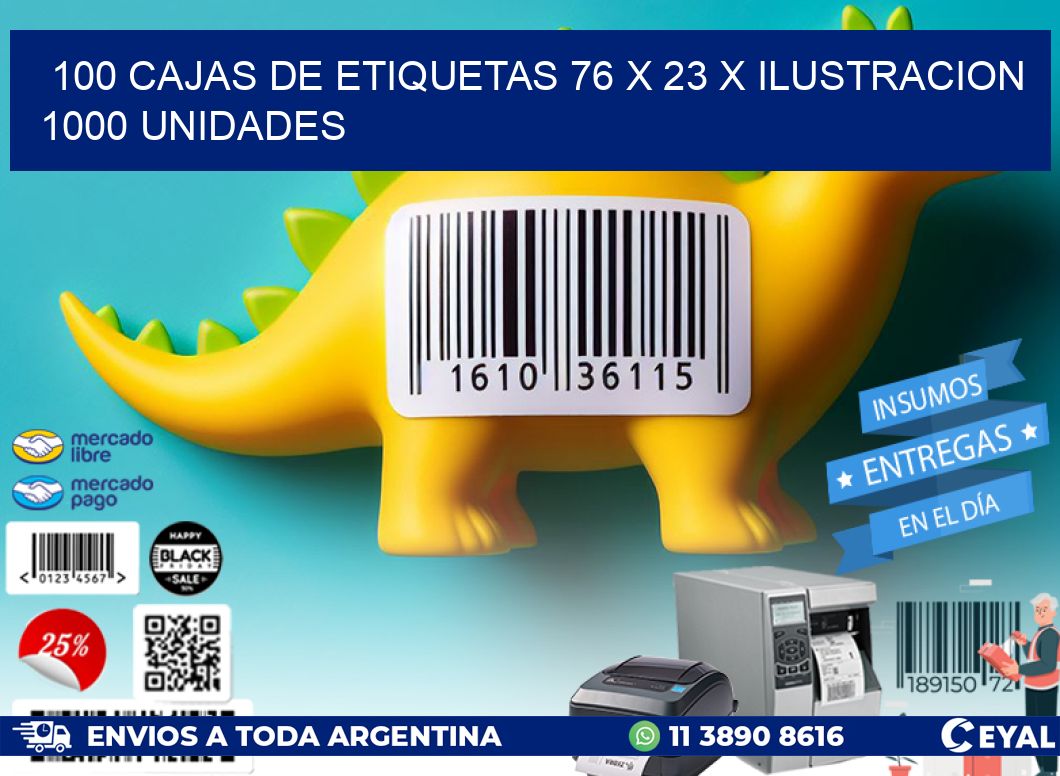 100 CAJAS DE ETIQUETAS 76 x 23 X ILUSTRACION 1000 UNIDADES