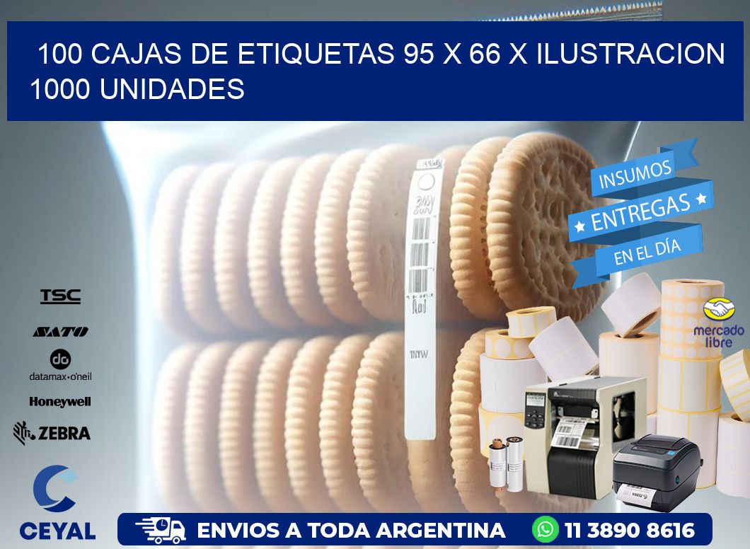 100 CAJAS DE ETIQUETAS 95 x 66 X ILUSTRACION 1000 UNIDADES