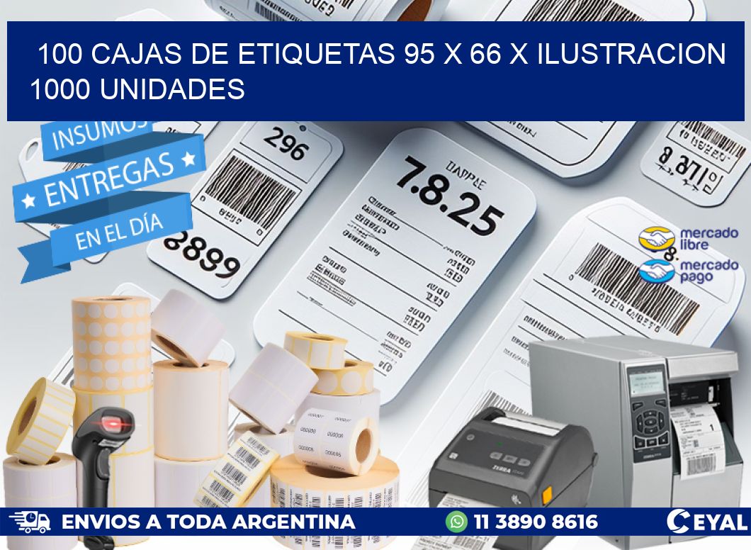 100 CAJAS DE ETIQUETAS 95 x 66 X ILUSTRACION 1000 UNIDADES