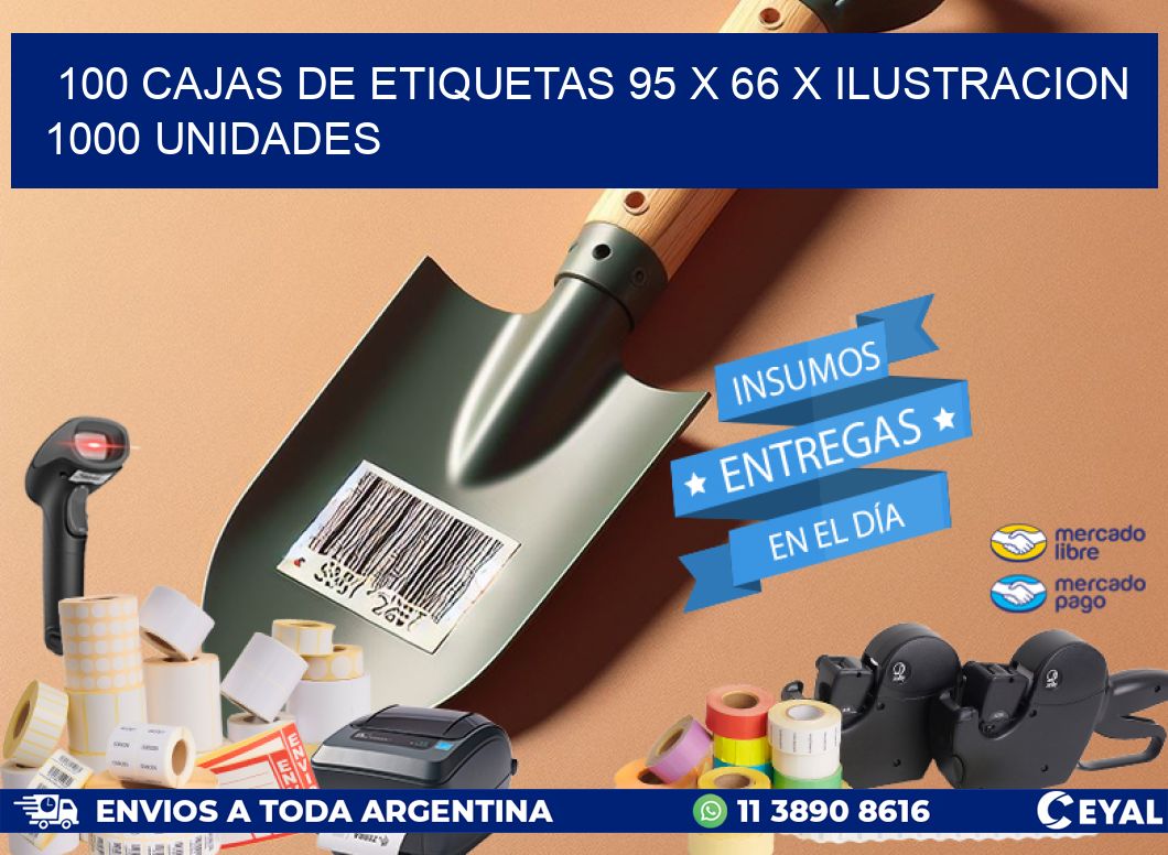 100 CAJAS DE ETIQUETAS 95 x 66 X ILUSTRACION 1000 UNIDADES