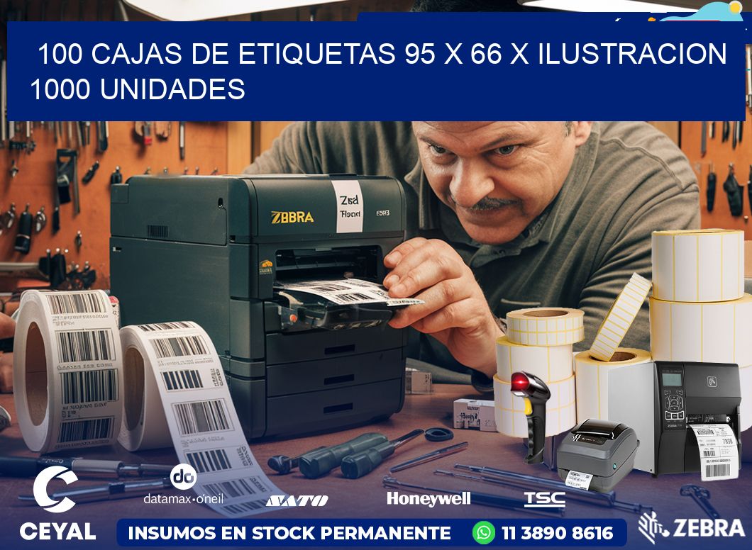 100 CAJAS DE ETIQUETAS 95 x 66 X ILUSTRACION 1000 UNIDADES