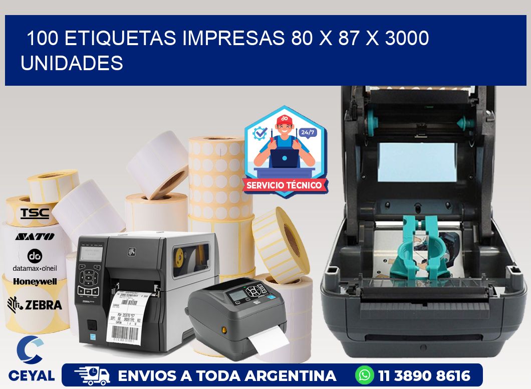 100 ETIQUETAS IMPRESAS 80 x 87 X 3000 UNIDADES