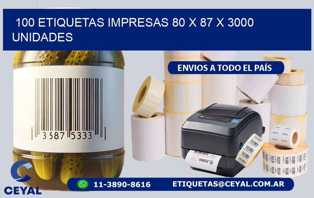 100 ETIQUETAS IMPRESAS 80 x 87 X 3000 UNIDADES