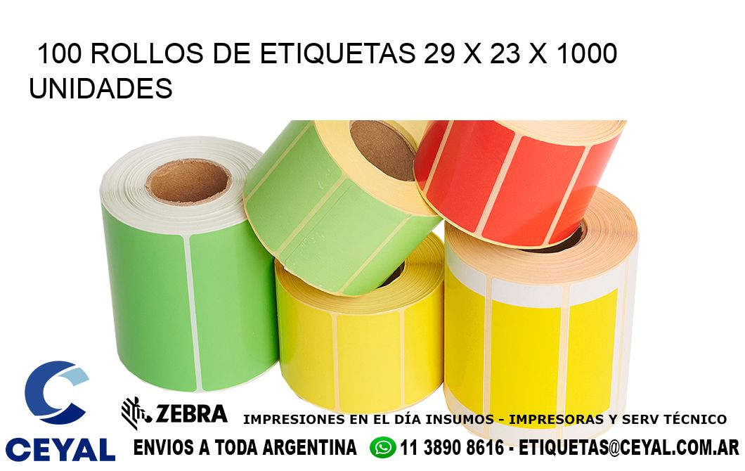 100 ROLLOS DE ETIQUETAS 29 x 23 X 1000 UNIDADES