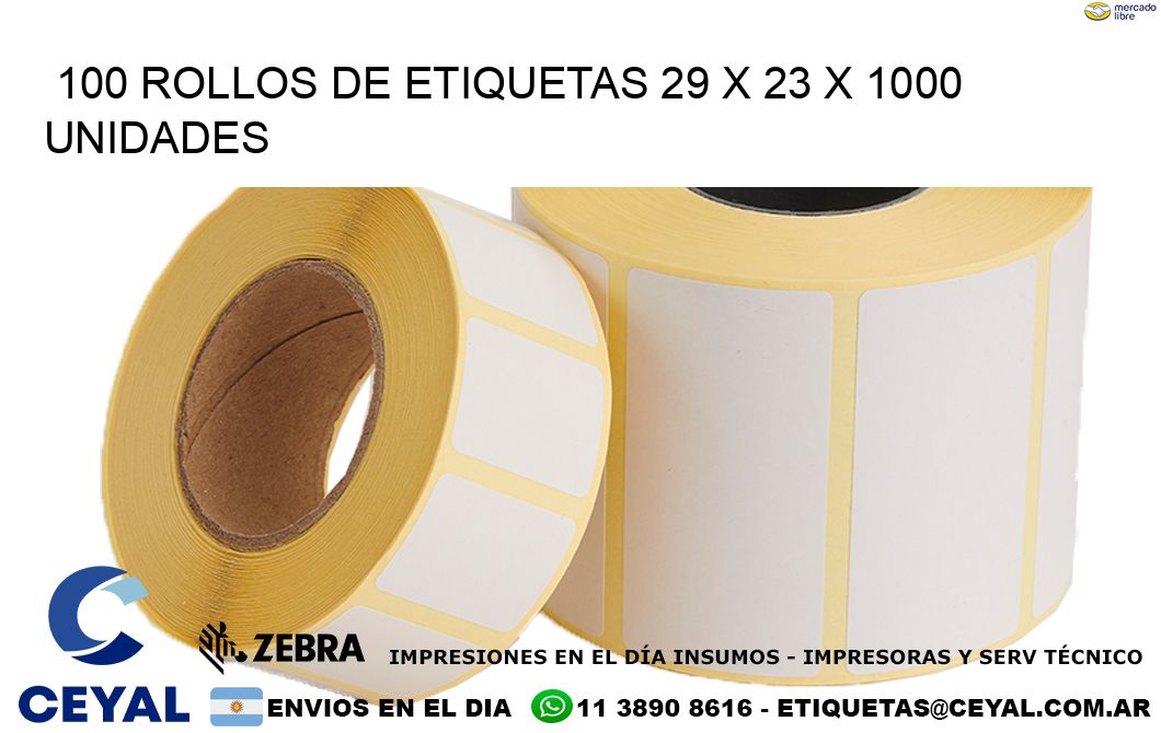 100 ROLLOS DE ETIQUETAS 29 x 23 X 1000 UNIDADES