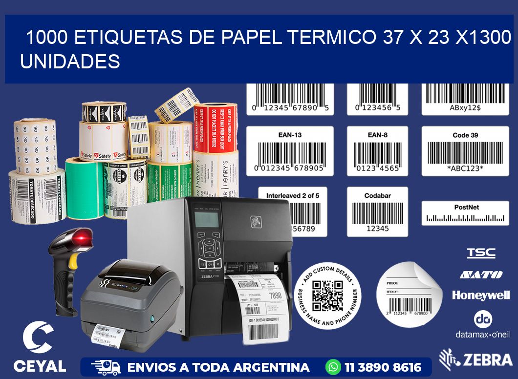 1000 ETIQUETAS DE PAPEL TERMICO 37 x 23 X1300 UNIDADES