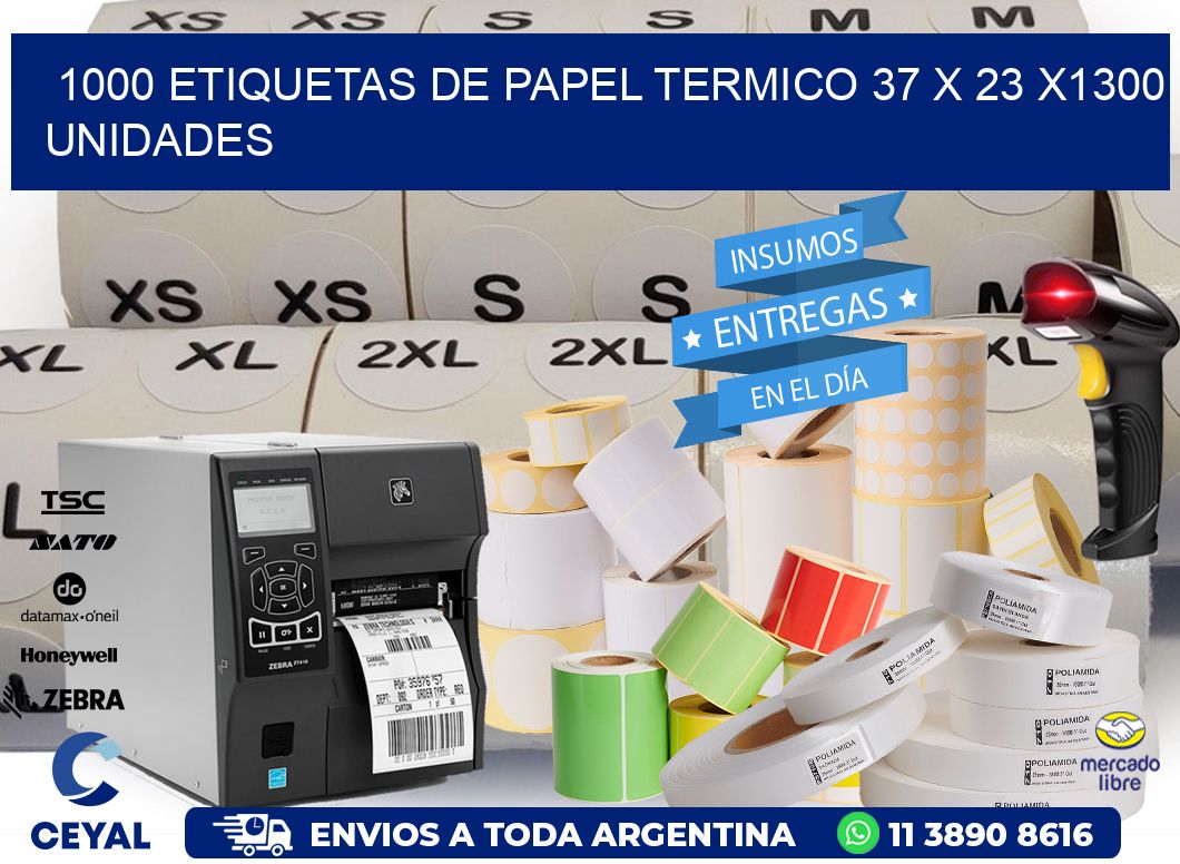 1000 ETIQUETAS DE PAPEL TERMICO 37 x 23 X1300 UNIDADES