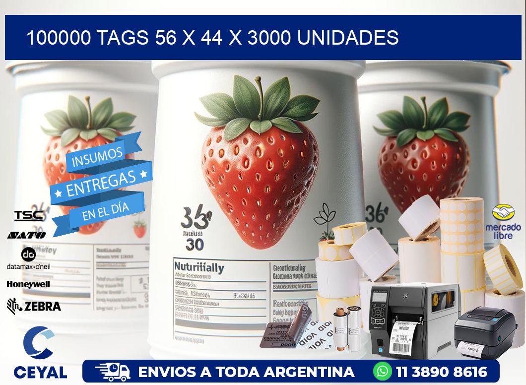 100000 TAGS 56 x 44 X 3000 UNIDADES