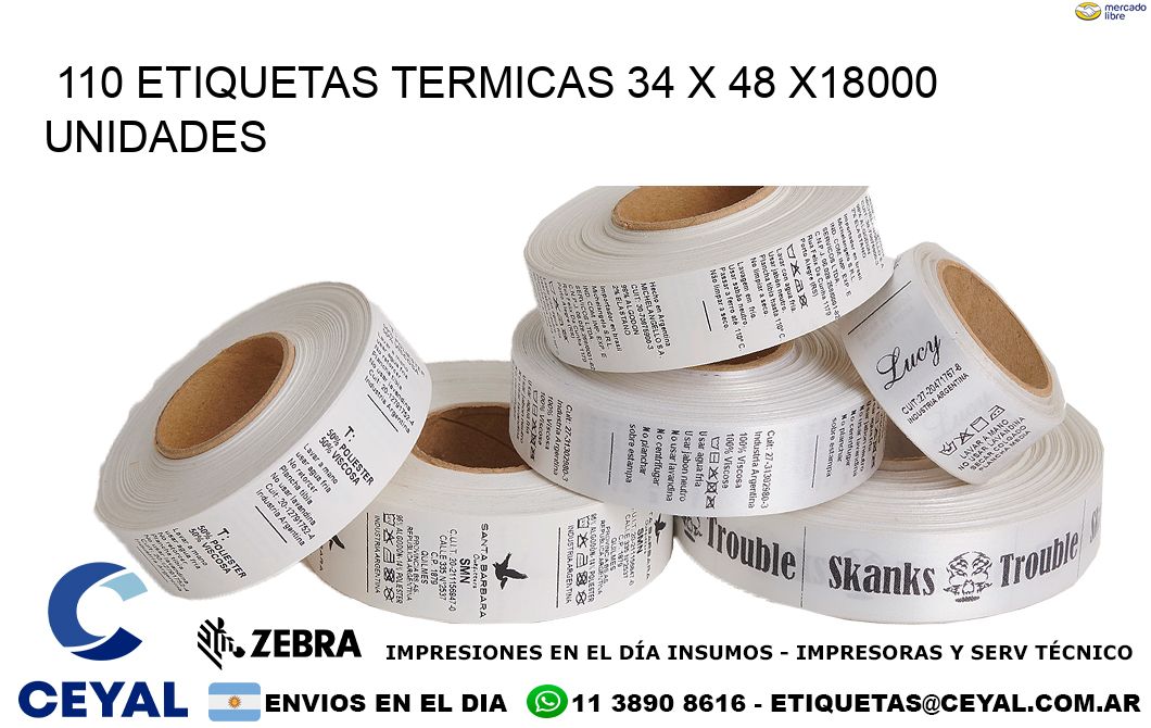 110 ETIQUETAS TERMICAS 34 x 48 x18000 UNIDADES