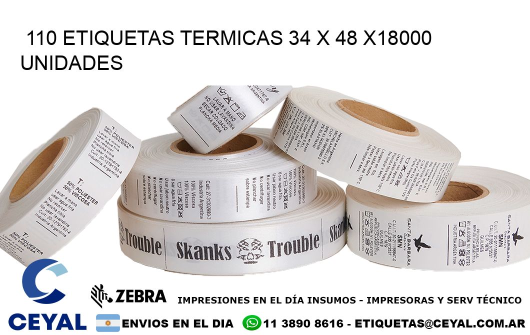 110 ETIQUETAS TERMICAS 34 x 48 x18000 UNIDADES