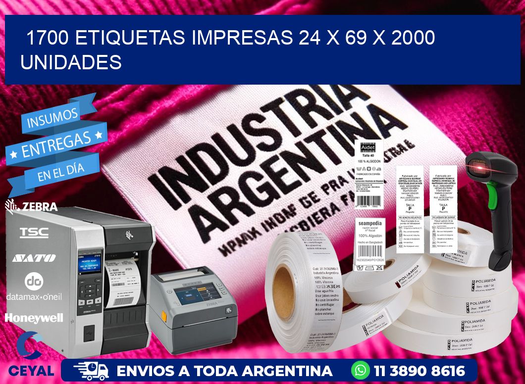 1700 ETIQUETAS IMPRESAS 24 x 69 X 2000 UNIDADES