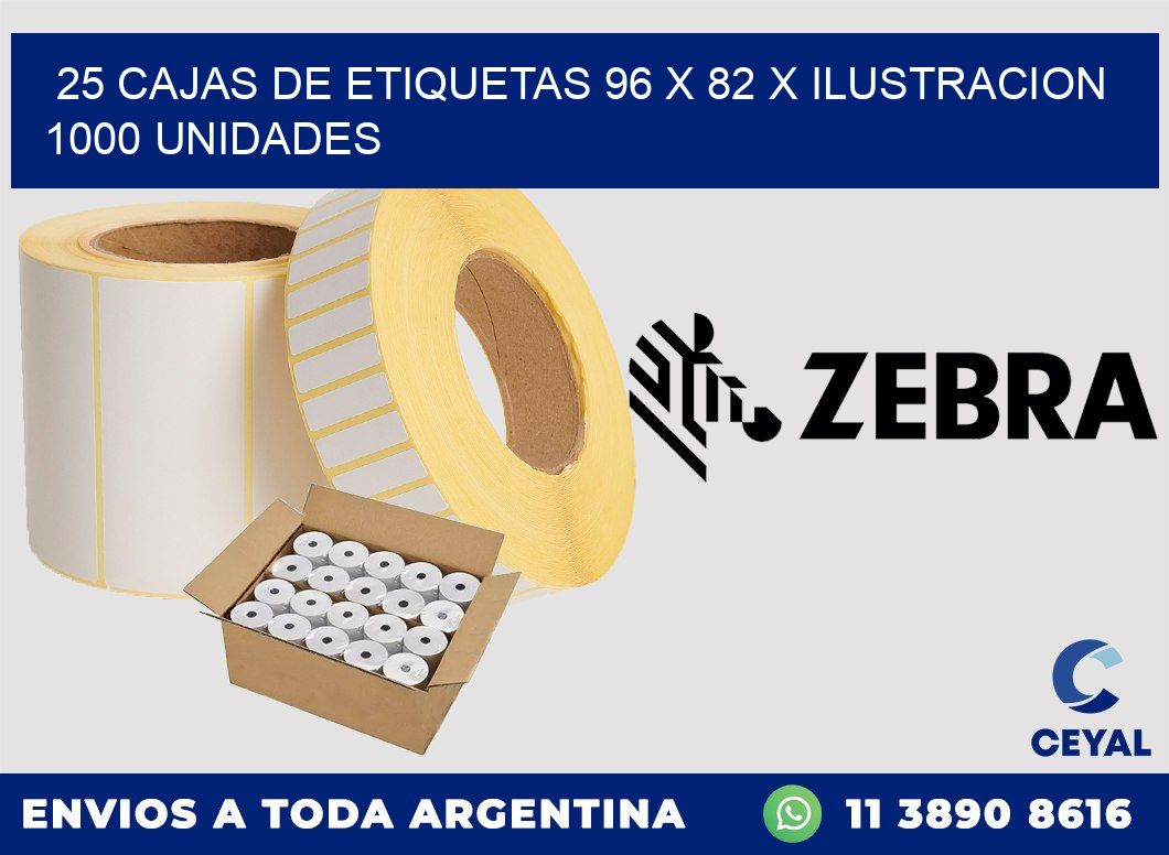 25 CAJAS DE ETIQUETAS 96 x 82 X ILUSTRACION 1000 UNIDADES