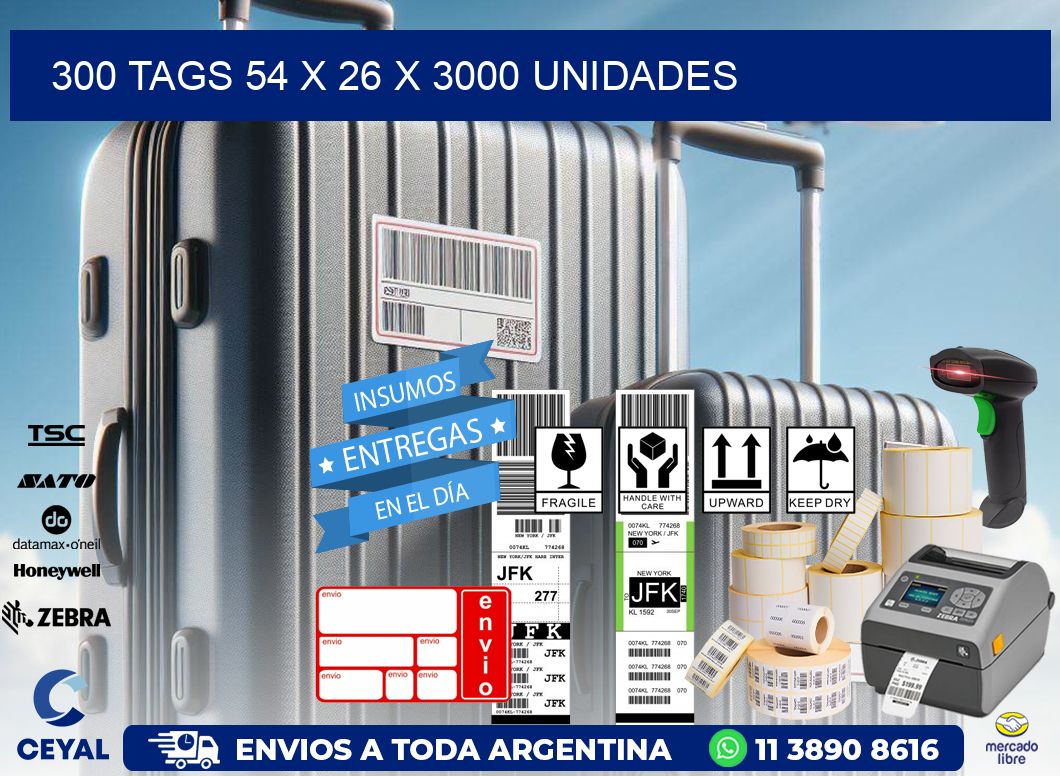 300 TAGS 54 x 26 X 3000 UNIDADES