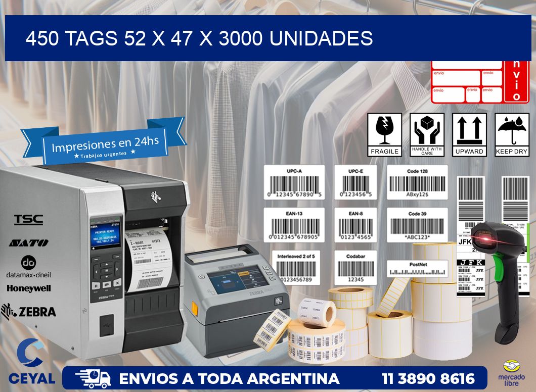 450 TAGS 52 x 47 X 3000 UNIDADES