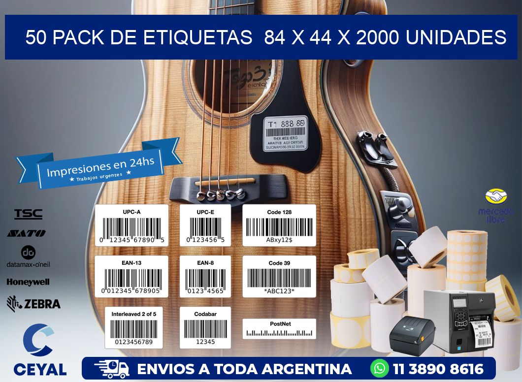 50 PACK DE ETIQUETAS  84 x 44 X 2000 UNIDADES