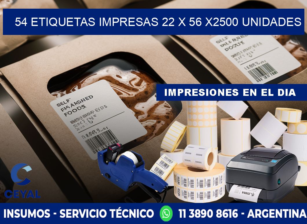 54 ETIQUETAS IMPRESAS 22 x 56 X2500 UNIDADES