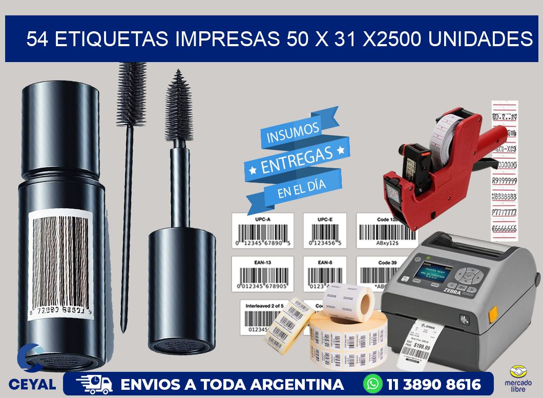 54 ETIQUETAS IMPRESAS 50 x 31 X2500 UNIDADES