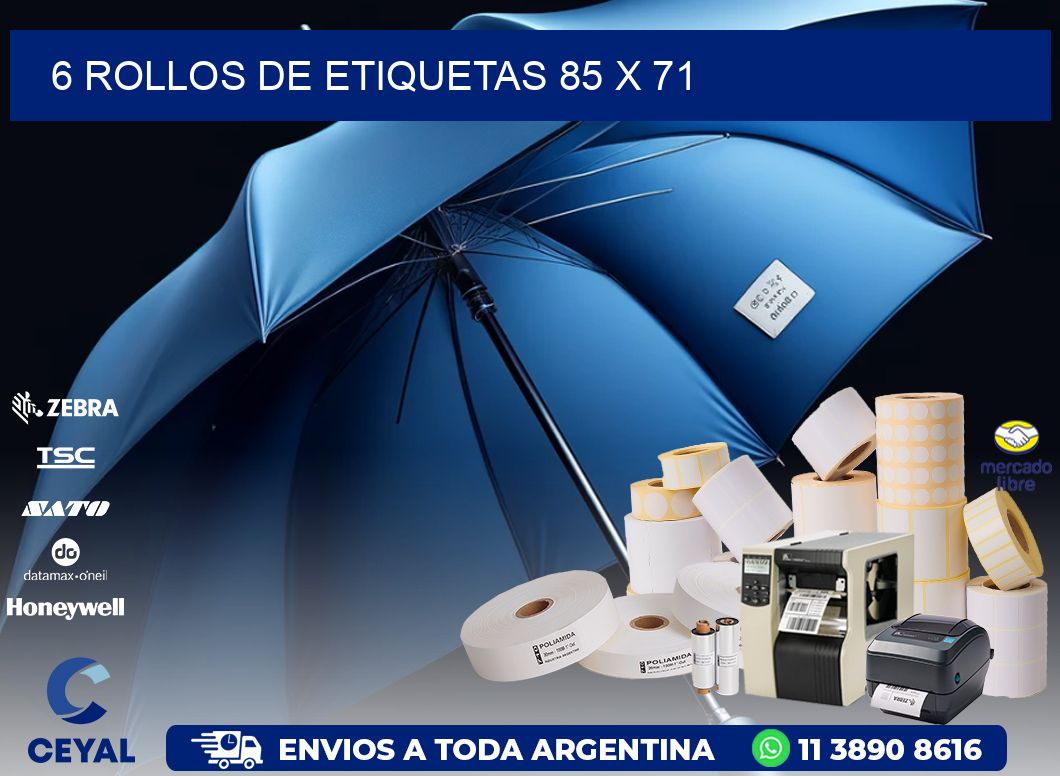 6 ROLLOS DE ETIQUETAS 85 x 71