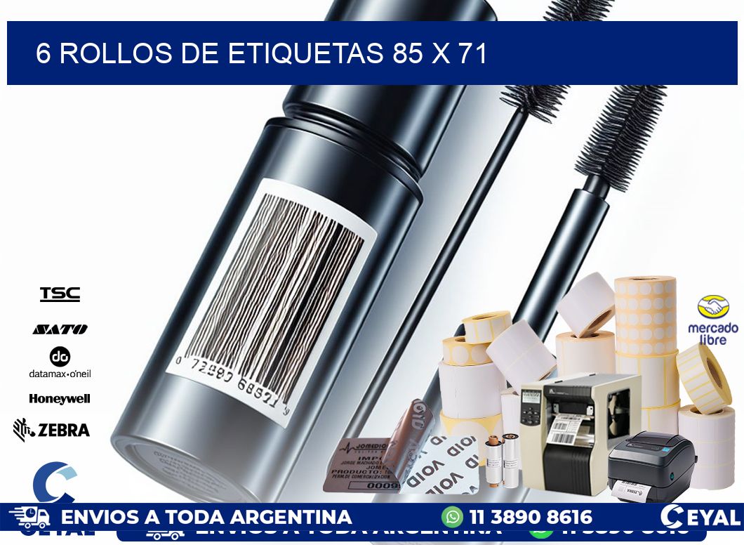 6 ROLLOS DE ETIQUETAS 85 x 71