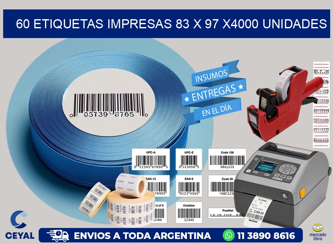 60 ETIQUETAS IMPRESAS 83 x 97 X4000 UNIDADES