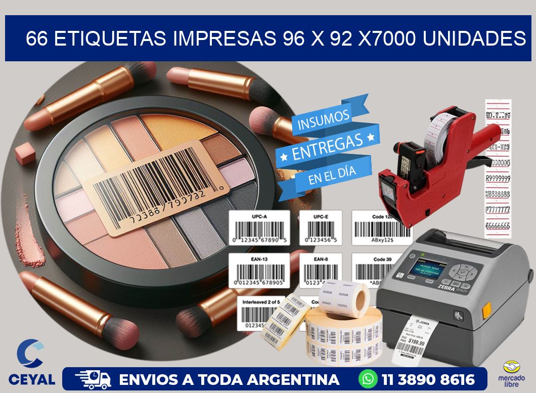 66 ETIQUETAS IMPRESAS 96 x 92 X7000 UNIDADES