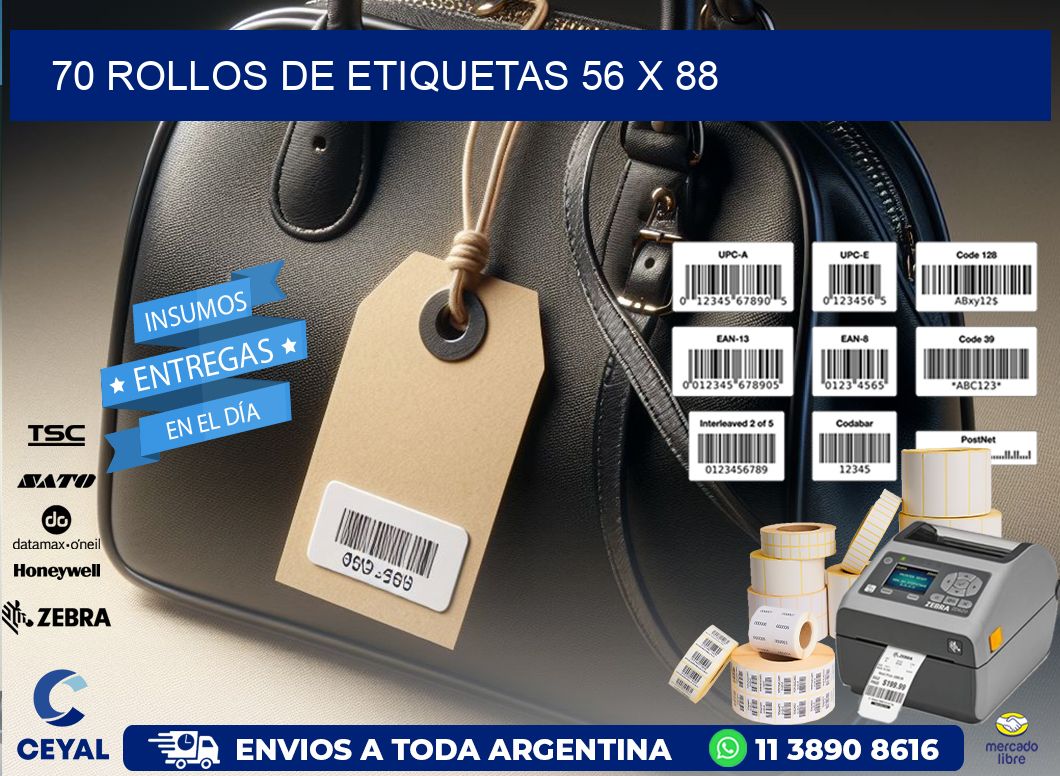70 ROLLOS DE ETIQUETAS 56 x 88