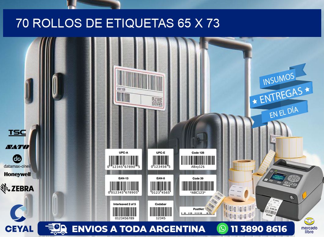 70 ROLLOS DE ETIQUETAS 65 x 73