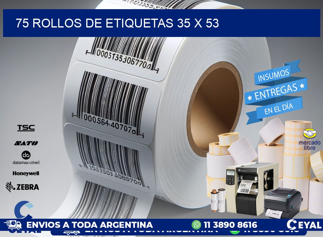 75 ROLLOS DE ETIQUETAS 35 x 53