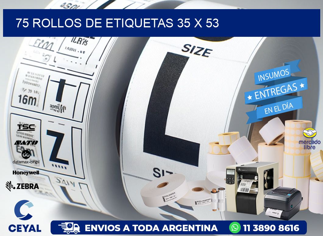 75 ROLLOS DE ETIQUETAS 35 x 53