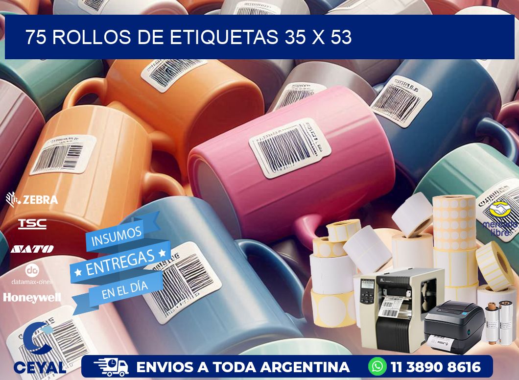 75 ROLLOS DE ETIQUETAS 35 x 53