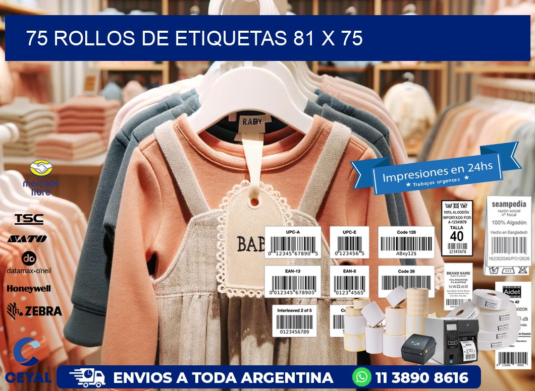 75 ROLLOS DE ETIQUETAS 81 x 75