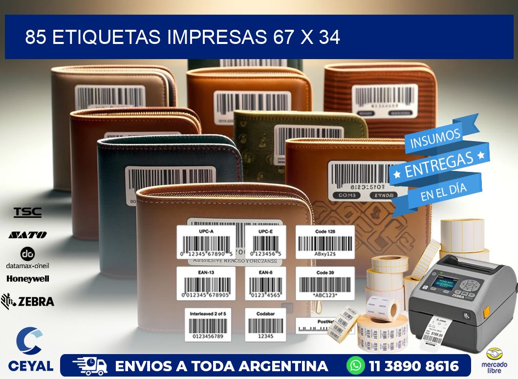 85 ETIQUETAS IMPRESAS 67 x 34