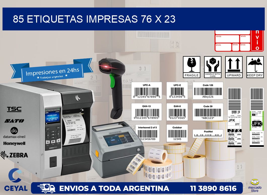 85 ETIQUETAS IMPRESAS 76 x 23