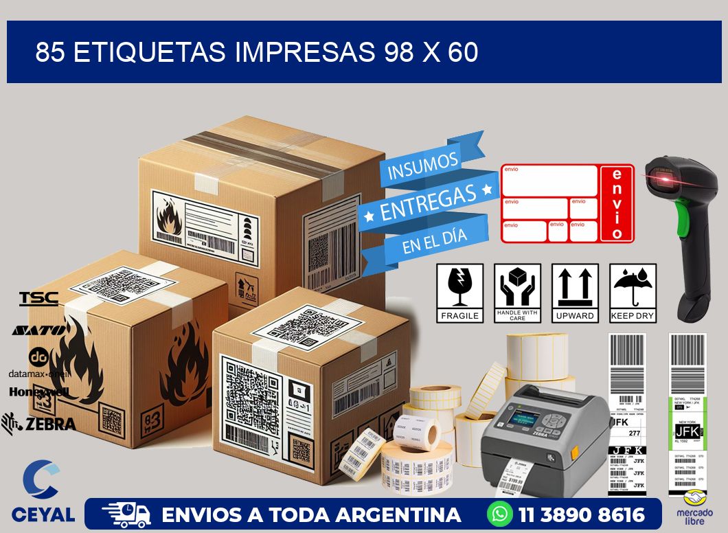 85 ETIQUETAS IMPRESAS 98 x 60